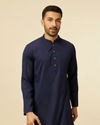 Blue Jacquard Plain Design Kurta